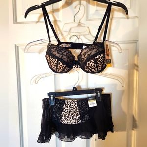 Apt. 9 Leopard Print 34B Bra and Medium Thong Skirt Set